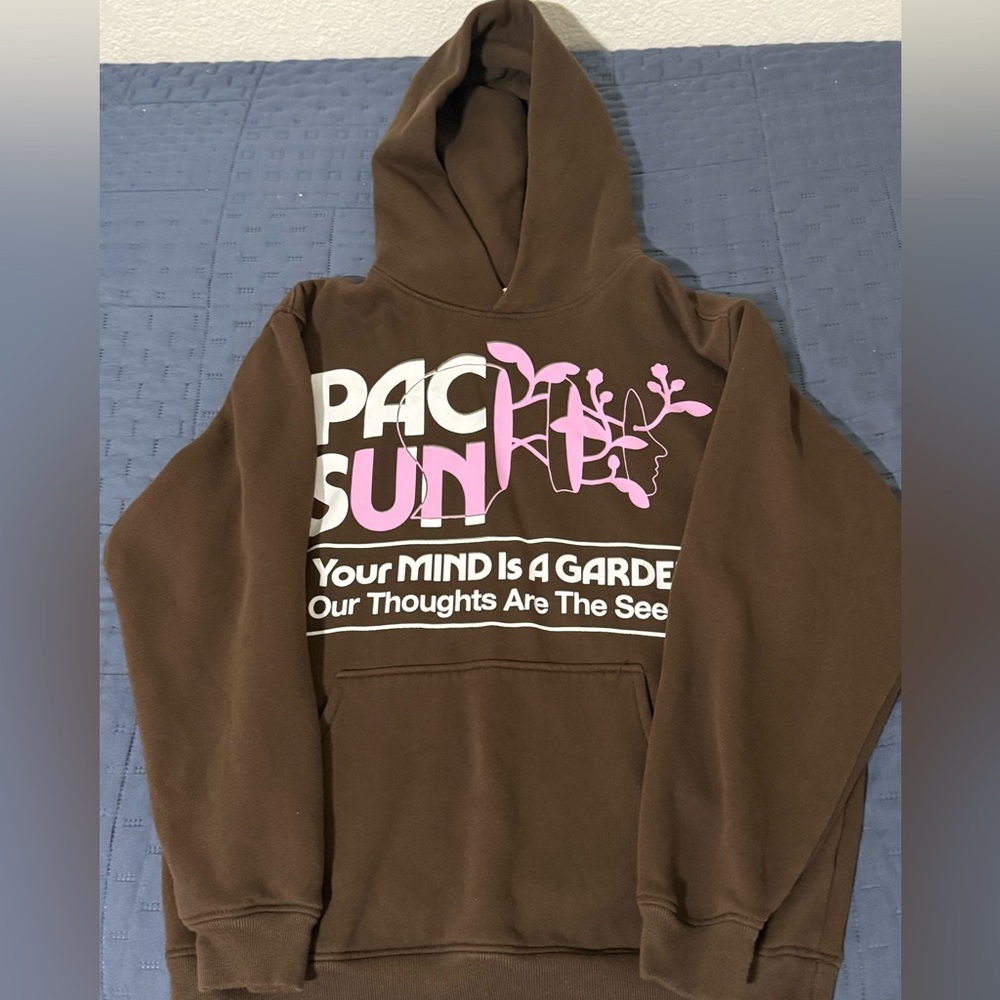 PacSun Brown Hoodie with Pink Letter Quote Graphic